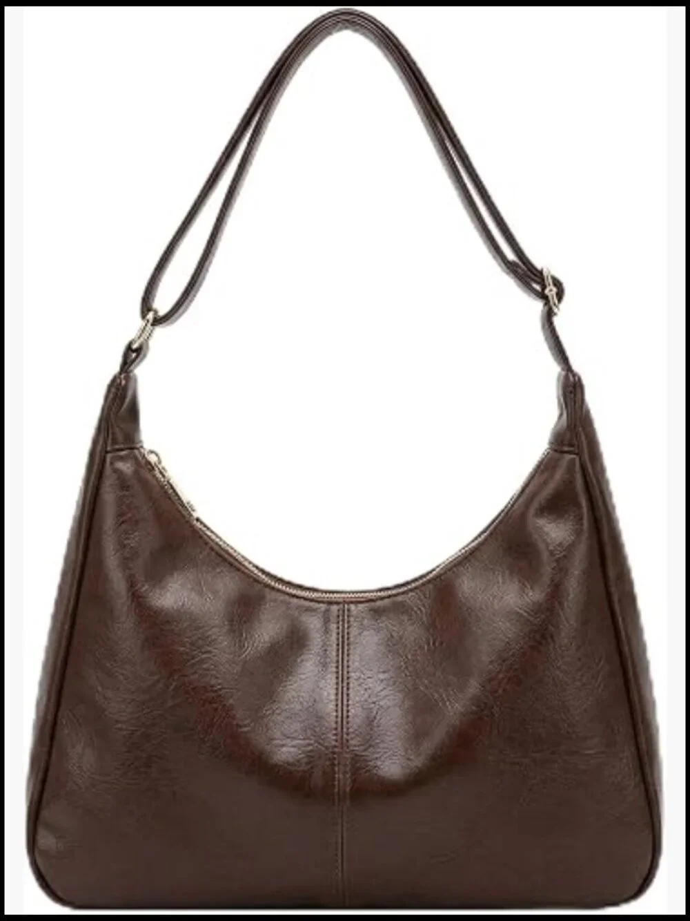Slouchy Vegan Leather Hobo Shoulder Bag Large Capacity Crossbody Tote